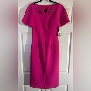 Theia Boatneck Sheath Dress with Beaded Cutout NWT size 4